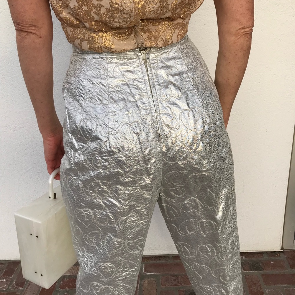 🔺SOLD🔺Vintage 60s pattern silver party pants - Picture 3 of 6